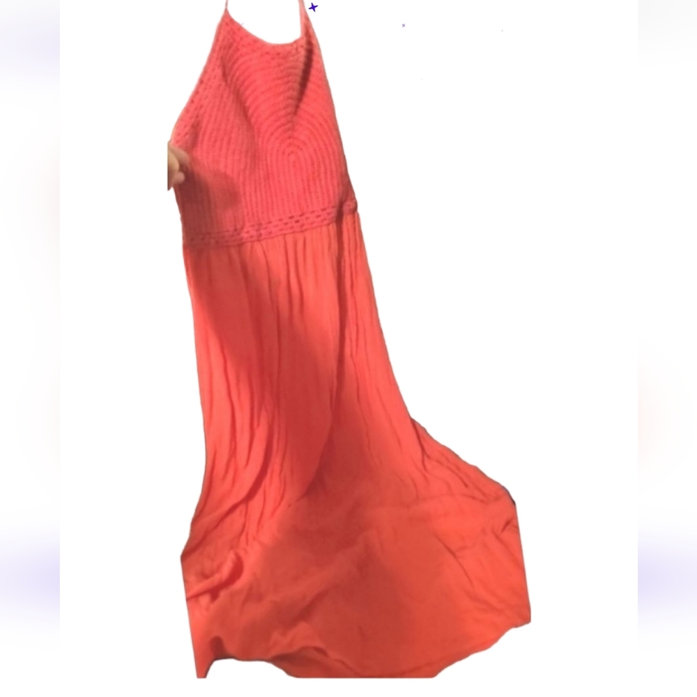 Vintage Juniors med crochet bust maxi halter dress